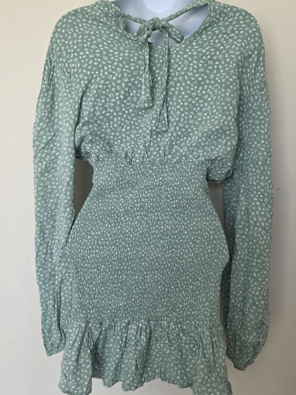 Vibe Sage Green Floral Top with Subtle White Print